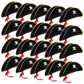 Hsei 20 Pcs Pirate Hat Pirate Costume Party Hats Skull Print for Masquerade Cosplay, Funny Party Supplies, Fancy Dress Favors