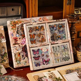 Mythya 400＋Pegatinas Vintage, Papelería Estética Vintage, Apliques Decorativos de Mariposa, Papel Decorativo, Albumes de Recortes, Cuadernos, Pieles de Computadora, Albumes de Fotos