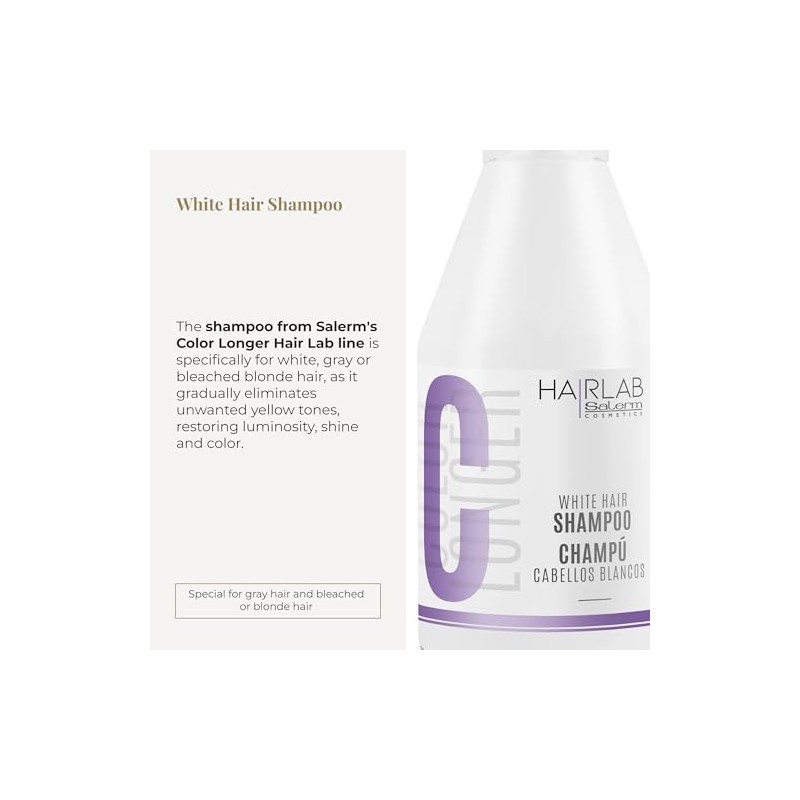 Salerm Hairlab White Hair Shampoo, 10.6 Ounce/300 ml