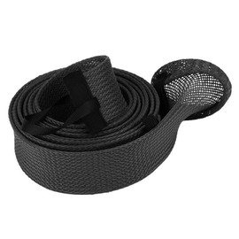 Qukaim Expandable Fishing Rod Cover Braided Sleeve Expandable Cover Black 1.5m Rod Protector for Throwing Rod Protector Fishing Rod Protector Fishing Rod Protector