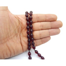Prayer Beads Tesbih Tasbih Tespih Misbaha Subha 33, Ruby Red Oval Shape Muslim Islamic 10 mm Pearl Rosary Prayer Beads Jewellery Bracelets Worship Accessories, Acrylic Brass