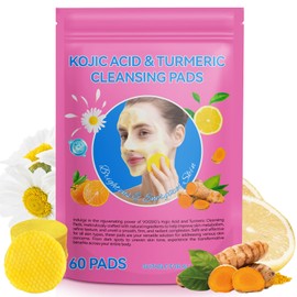 Turmeric Cleansing Pads Kojic Acid Turmeric Cleansing Pads, Face Turmeric & Kojic Acid Pads for Dark Spots, Glow Up Acne Scars, Unclog Pores, Enriched Vitamin C,Gentle & Non-Irritating