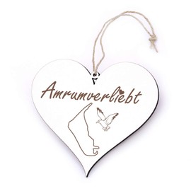 Sign Heart Pendant – Amrumverliebt – Island Amrum Door Sign Decorative Sign 13 x 12 cm