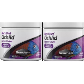 SEACHEM NutriDiet Cichlid Fish Food Flakes Probiotic Formula 50 gm 2X - 50 GM