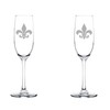 MIP Set of 2 Glass Champagne Flutes Sparkling Wine Glasses Fleur-De-Lis (8 oz Stemmed)