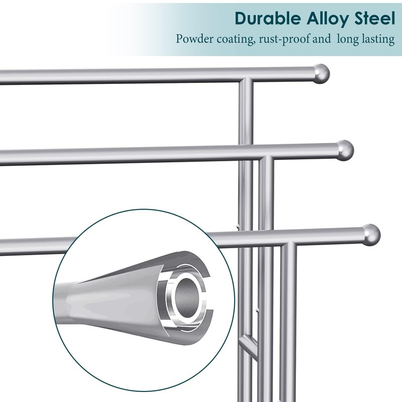 40" Tall Freestanding Towel Racks for Bathroom, 3 Tier Floor