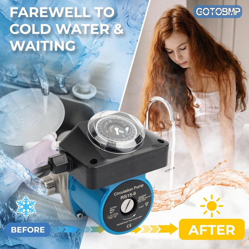 GOTOBMP Hot Water Recirculating Pump Kit, Circulation Pump, with Brass