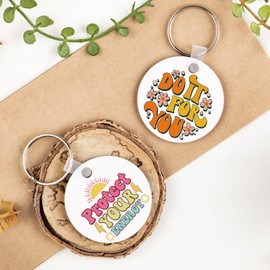 AFRITEE UV DTF Wraps Stickers - 8 Sheets Christianity Inspirational Quotes Motel Keychain Transfer Sticker, Groovy Floral Butterfly Waterproof Uvdtf Decals Blank Acrylic Keychains Decoration