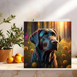 Black Labrador Greeting Card 145mm x 145mm