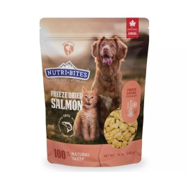 Nutri Bites Freeze Dried Salmon Treats for Dogs and Cats 14 Ounce Natural High Protein