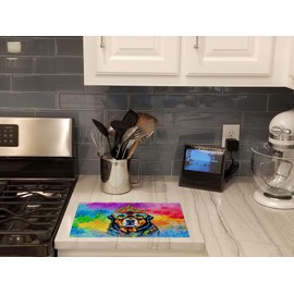 Caroline's Treasures DAC2547LCB Rottweiler Hippie Dawg Glass Cutting Board Large Decorative Tempered Glass Kitchen Cutting and Serving Board Large Size Chopping Board