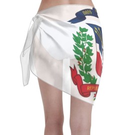 ZJHFSGMY Flag of The Dominican Republic Women Chiffon Short Scarf Lightweight and Compact, Easy to Carry. Beach Sarong Cover Wrap Skirt Bikini Swimwear Cover Ups Black