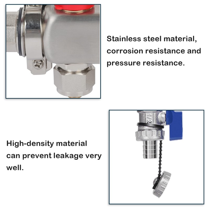 GCCSJ 4 Loops PEX Manifold Radiant Floor Heating Set Stainless