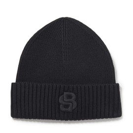 BOSS Men's Double B Logo Knit Hat, Black Crow, One Size