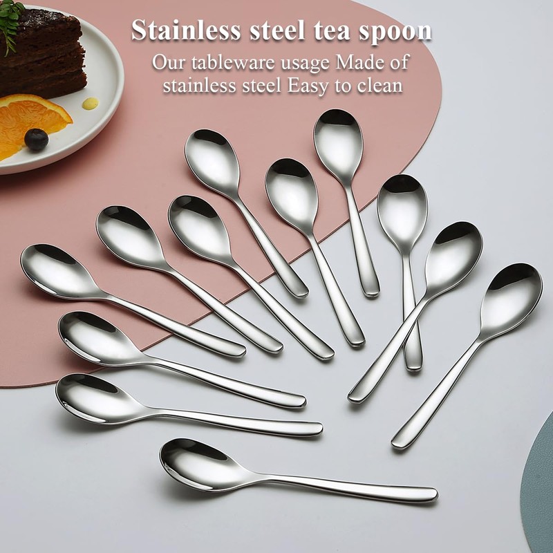 Kyraton Teaspoons 12 Pieces, 14cm Stainless Steel Tea Spoons, Ice