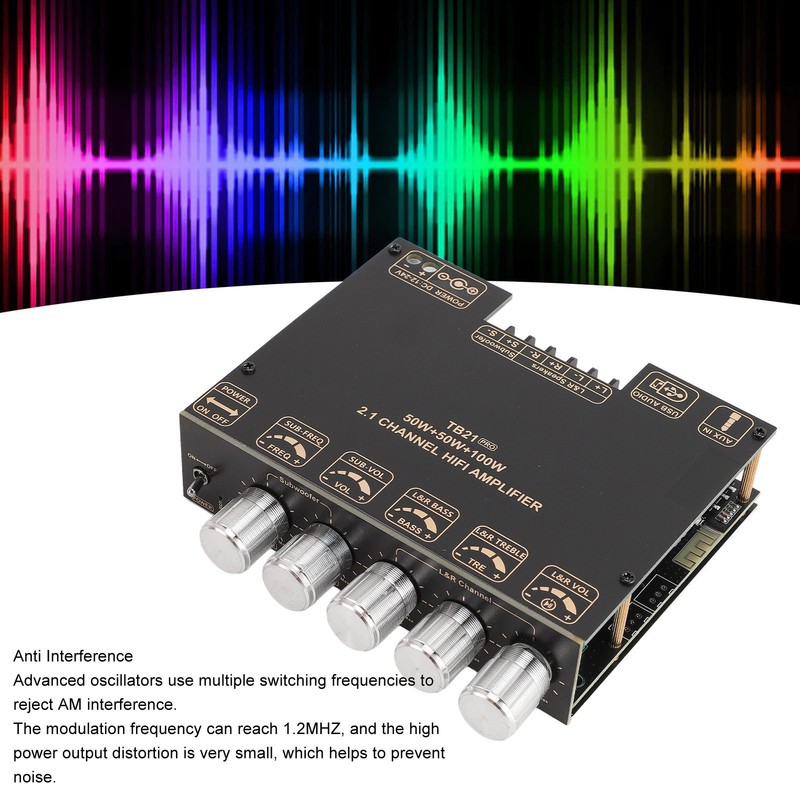 2.1 Channel Bluetooth Power Amplifier Board 50Wx2 Plus 100W Interference