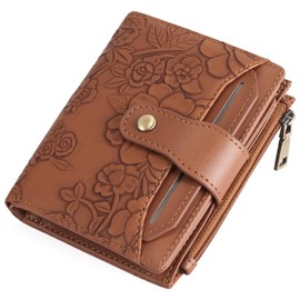 GAEKEAO Wallet for Women RFID Blocking Vegan Leather Bifold Card Holder Compact Zipper Pocket Wallets with 4 ID Windows