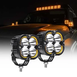 EXZEIT 120W 3Inch Lights Pods with DRL, 12000LM Auxiliary Driving LED Pods Ditch Light, Bright Fog lights for 4Runners Truck Cars,12V/24V