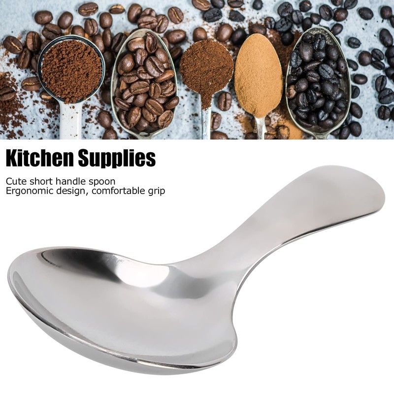 QANYEGN Stainless Steel Short Handle Spoon, Silver Short Handle Spoons,