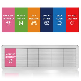 Office Door Signs 6 Options Do Not Disturb, Please Knock, In A Meeting, Out Of Office, Working Remotely Back Soon Privacy Door Slider Sign For Meeting & Conference Room Brushed Silver