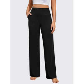 FireSwan Yoga Pants Women Wide Leg Pants High Waist Stretch Dress Loose Casual Lounge Sweatpants with Pockets Black