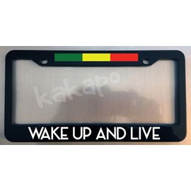 Holder for Car License Plate for Wake Up and Live Bob Marley Glossy Black License Plate Frame