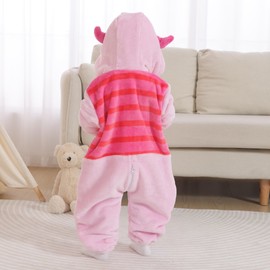 QSTYLE Unisex Baby Flannel Romper Animal Onesie For Toddler Costume Hooded Cartoon Outfit Pink