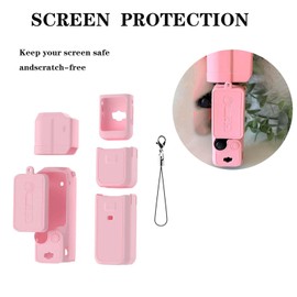 for Pocket 3 Silicone Cover, All-in-One Protective Case with Lens Protector, Scratch-Resistant Soft Sleeve Skin, Shockproof Grip Compatible with DJI OSMO Pocket 3 Accessories (Pink)