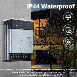 YOODI 24 V Power Supply LED Transformer 200 W Rainproof IP44 LED Transformer 230 V to 24 V LED Driver Power Supply 8.3 A LED Driver Power Supply 24 V Ultra Thin Low Voltage Transformer for LED Lamps,