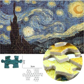 TINYOUTH 1000 Piece Puzzle for Adults, Starry Night, Museum Collection Puzzle, 70 x 50 cm, 2 mm, Famous Painting Puzzle, Stress Relief, Staycation Kill Time for Adults, Children, 14+