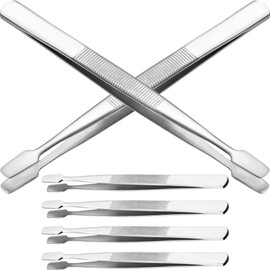 FOMIYES 6pcs Stainless Steel Multipurpose Tweezers Nonslip Stamp Clips for False Eyelash Application Handcrafting Tool for Beauty and Removal