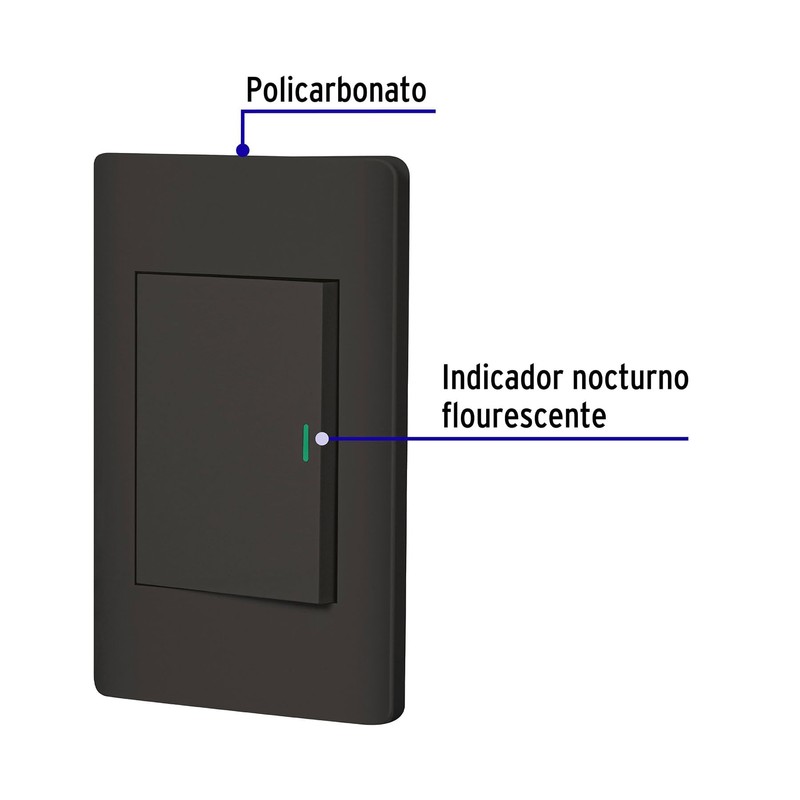Volteck PA-APSE3-LN, Placa armada negra 1 interruptor sencillo 3 módulos