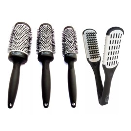 Nefertary Professional Tools Set De Cepillos Redondos Térmicos Y Cepillo Doble Alaciador