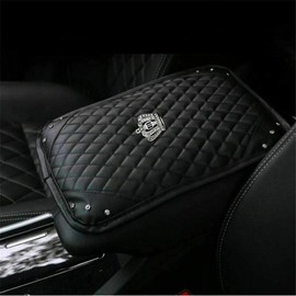 Riloer LanCo Centre Console Armrest Cover Car Armrest Pad Rhinestone Protector Pad PU Leather