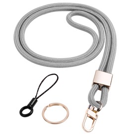 Vicloon Lanyard Neck Strap, Badge Lanyards, Neck Lanyard Neck Strap Badge Lanyards with Metal Key Rings and Lanyard Phone Ring Strap Detachable Lanyards for ID Badge Holder Keys Phone (Grey)