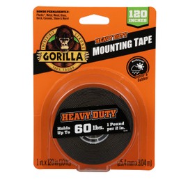 Gorilla Heavy Duty, Extra Long Double Sided Mounting Tape, 25.4mm x 3.04m, Black, (Pack of 1), GG104487