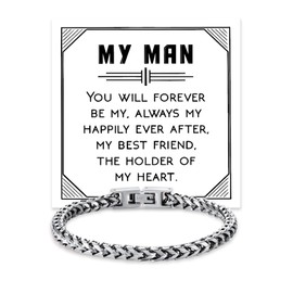 To My Man Bracelet Stainless Steel Franco Chain Bracelets Durable and Adjustable Cuban Link Bracelet Inspirational Gifts Bracelets Birthday Gifts for Husband Boyfriend