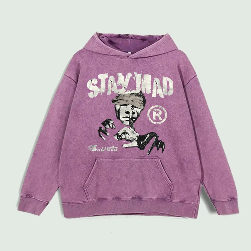 Stay Mad Graphic Hoodie 100% Cotton US Warehouse 6 ColorsColor: