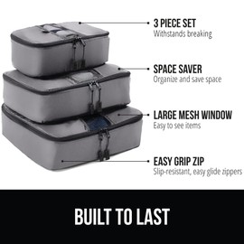 Gorilla Grip 8 Set Packing Cubes, Travel Essentials for Suitcases, Breathable Mesh Organizer Bags for Clothes, Toiletries, Shoes and Laundry, Luggage and Backpack Carry On Airplane Accessories, Gray