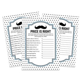 Inkdotpot The Price Is Right Baby Shower Game - Boy Baby Shower Fun Party Game Collection, Activities, Decorations, Little Man Theme Party Supplies - Pack Of 50