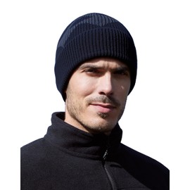Pioneer Camp Mens Merino Wool Beanie Hats Thick Knit Winter Hat Cold Weather Skull Cap Hiking Skiing Climbing Casual Outdoor Navy Blue