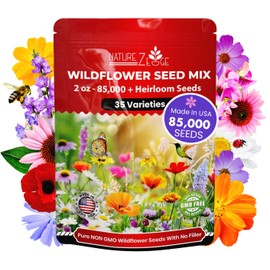 NatureZ Edge Wildflower Seeds Mix – 2 Oz, 85,000 Seeds, 35 Variety Perennial & Annual Flower Seeds to Plant Outside, Bulk Wildflower Seeds, Wild Flower, Semillas de Flores