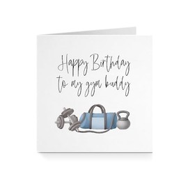 Happy Birthday To My Gym Buddy Birthday Greeting Card - Workout Fitness Gym Cards For Him Her