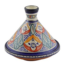 Moroccan Handmade Serving Tagine Exquisite Ceramic With Vivid colors Original Medium 10 inches Across