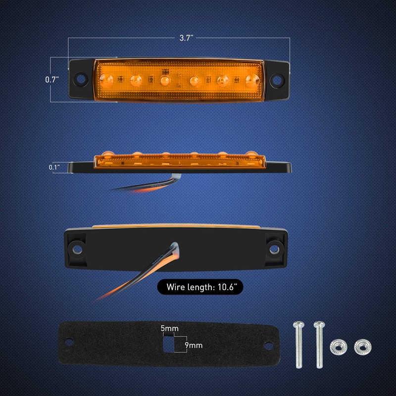 Nilight TL-14 10PCS 3.8” 6 Amber Indicator Rear Side Truck