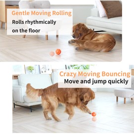 morhandisn Interactive Dog Toys Dog Ball, Smart Automatic Active Rolling Ball for Medium/Large Dogs, Fun Moving Dog Toys to Keep Pet Busy, USB Rechargeable, Orange