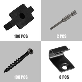 Hidden Fastener Clips,Composite Decking Clips & Hidden Deck Fasteners with Universal 304 Stainless Steel Start Clips Kit for Composite Decking Board,Plastic T Clips 100 Per Box for 55 SQ.FT.