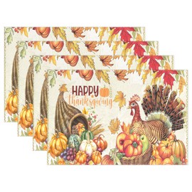 Wamika St Patrick's Day Elf Hat Placemat Set of 4 Table Mat Patricks Shamrocks Rainbow Coin Place Mat Placemat 12" x 18" Dining Home Kitchen Table Decoration