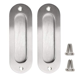 2 Pack Oval Flush Door Pull Handles Handles, Stainless Steel Recessed Finger Pulls Hidden Handle for Sliding Doors Cabinets Drawers - 120 x 40 x 14mm,Flush Handle