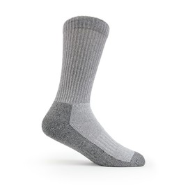 Fruit of the Loom Work Socks for Men - Cotton Grey Crew Socks 5 Pack, Thick Cushioned Boot Socks, Heavy Duty, Shoe Size 6-12